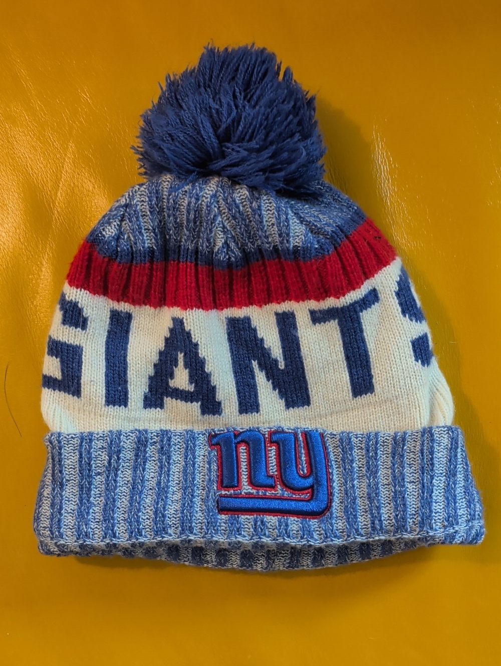 NFL Adult Pom Beanie - Blue/White/Red
